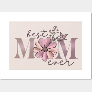 Best Mom Ever Boho Floral Posters and Art